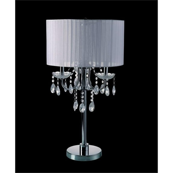 Furniture of America Tessa Glam Metal Sparkling Table Lamp in White
