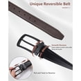 thumbnail image 5 of AWAYTR Men Reversible Leather Belt - 1.33'' Wide Genuine Leather Dress Belt for Casual and Business Wear, 5 of 7