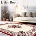 thumbnail image 2 of ODIKA 8'x10' Machine Washable Non-Slip Area Rug, Heritage Floral Crest with Interwoven Scroll and Petal Detailing High Traffic Rug with Pad, Red, 665910, 2 of 8