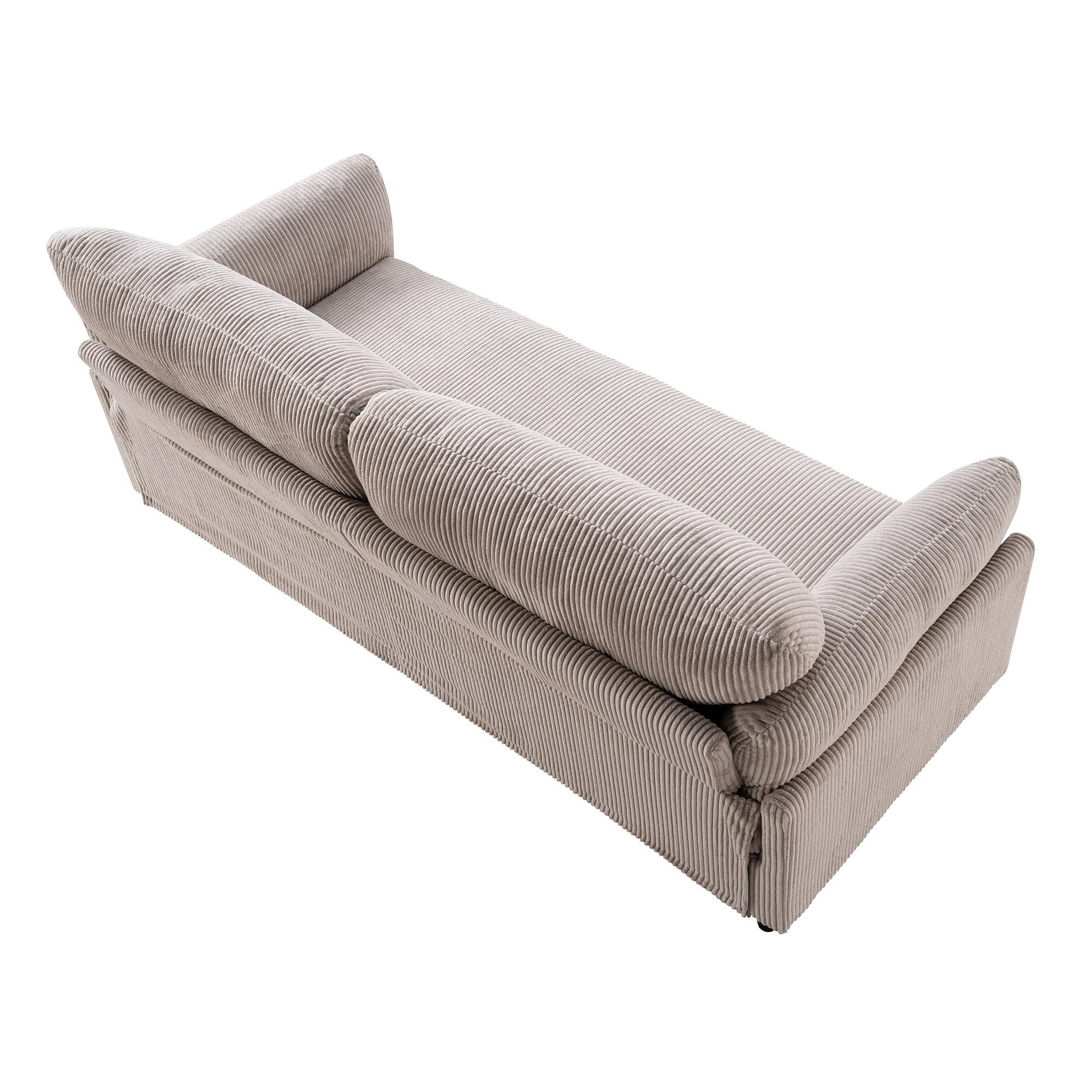 Aukfa 83" Pillow Top Arm Sofa 3 Seat Deep Seat Upholstered Couch for Living Room Bedroom, Corduroy, Camel
