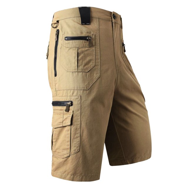 Ramiter Shorts Cargo pour Hommes, Taille Extensible, Décontractés avec Poches, Kaki, 3TG