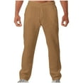 thumbnail image 2 of Pantalones largos para hombre, lisos, informales, con bolsillos, cintura elástica, para exteriores, de poliéster, 2 of 6