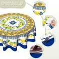 thumbnail image 4 of Lemon Tablecloth Round 60 Inch Yellow Blue Washable Waterproof Tablecover Wrinkle Free Table Cloths for Party Holiday Kitchen Dinner Decor, 4 of 6