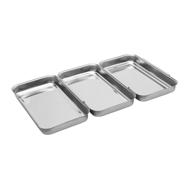 Juego de 3 bandejas para empanizar de acero inoxidable, bandejas de espesamiento de alta resistencia, bandejas para dragar platos de pan rallado,