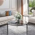 thumbnail image 3 of Wisfor Round Glass Top Coffee Table with Metal Legs, Grey, 3 of 9