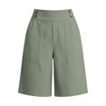 thumbnail image 4 of Only Moment Shorts for Women Trendy Bamboo Nodes Cotton Linen Shorts Elastic Waist Comfy Soft Lounge Shorts Tummy Control Shorts Light Green,L, 4 of 7