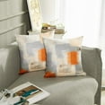 thumbnail image 5 of Throw Pillow Covers Modern Home Art Decor, 18 x 18 Inches Set of 2 Pillow Cases Decorative, Abstract Oil Painting Pillowcases for Bedroom, Living Room, Cushion Couch Sofa, Beige Orange, 5 of 6