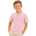 thumbnail image 2 of Boys Uniform Polo Shirts Short Sleeve Collared Back to School Clothes | Fall Winter Casual Slim Fit Athletic Tops, Tees & Shirts Button Up Golf Shirts Kids Outdoor Wear Light pink,5-6 Years, 2 of 6