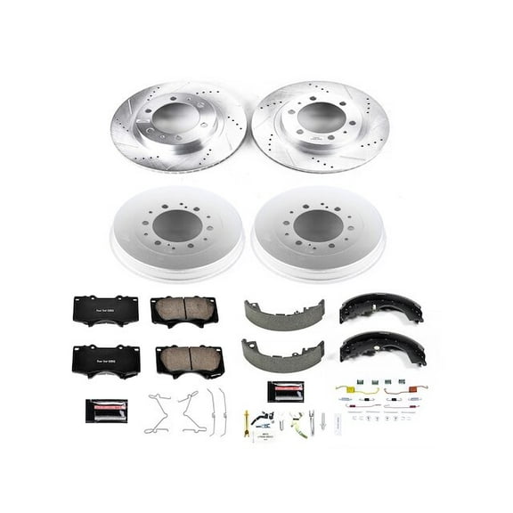 Front and Rear Brake Pad Rotor Shoe Drum Kit - Compatible with 2005 - 2023 Toyota Tacoma 2006 2007 2008 2009 2010 2011 2012 2013 2014 2015 2016 2017 2018 2019 2020 2021 2022