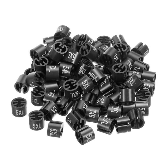 Clothes Hanger Marker 5XL Size Fit Hanger Rod for Garment Color Coding Black, Pack of 100