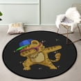 thumbnail image 3 of Coolnut Round Rugs for Living Room, Cute Cat Dabbing Dance Illustr Non-Slip Coral Velvet Long Runner Rugs, Washable Water Absorbent Mat Carpet for Bedroom Kitchen Kids Room, 3 of 6
