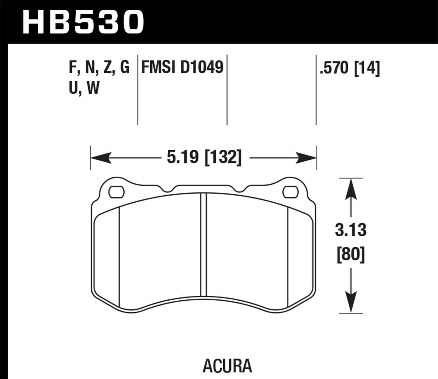 Hawk Performance HB530N.570 HP Plus Disc Brake Pad