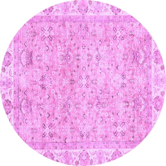 Ahgly Company Indoor Round Abstract Purple Modern Area Rugs, 8' Round