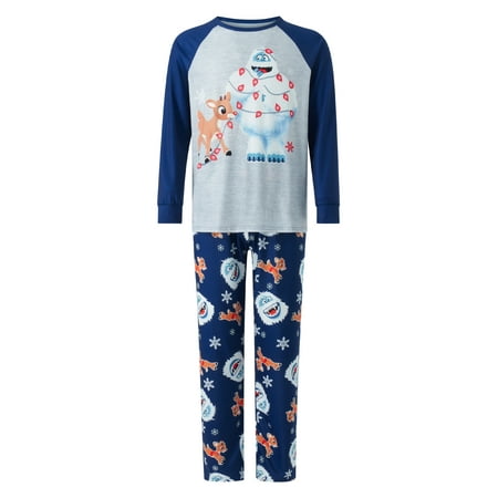 

Eyicmarn Christmas Family Matching Pajamas Elk Snowman Print Raglan Long Sleeve Tops and Stretch Casual Pants Sleepwear