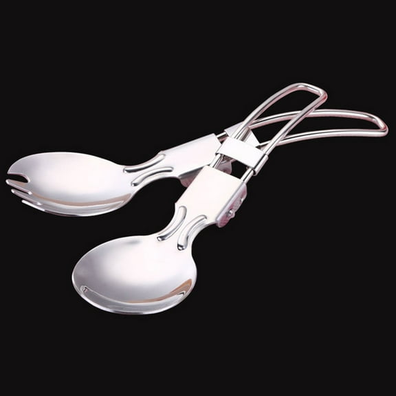 GOOHOCHY Stainless Steel Foldable Spoon and Fork Set for Travel Camping Outdoor Activities Silver 6pcs