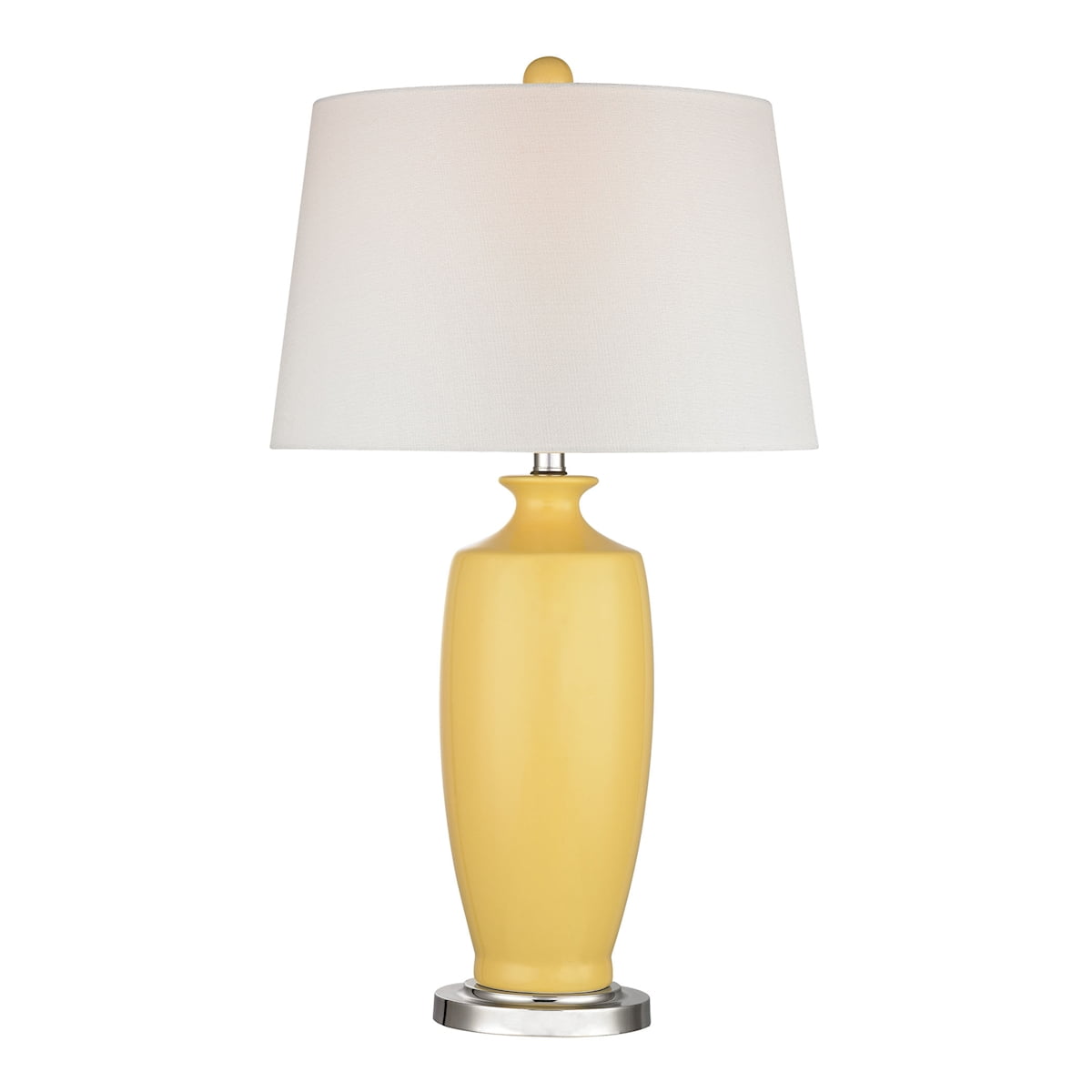 27" Sunshine Yellow Finish Halisham Ceramic Table Lamp with Round White