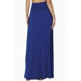 thumbnail image 2 of TheMogan Women's Casual Lounge Solid Foldable High Waist Draped Jersey Relaxed Long Maxi Skirt Denim Blue M, 2 of 7