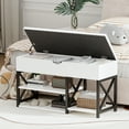 thumbnail image 6 of Mvvte Shoe Storage Bench with 3-Tier Shoe Rack & Cushioned Seat, Adjustable Shelf Entryway Bench, Shoe Rack for Entrance, Hallway & Living Room, White, 6 of 8