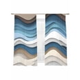 thumbnail image 7 of Blue Beige Ombre Sheer Curtains 63 Inch Length 2 Panels Set, Moire Geometric Abstract Modern Voile Window Treatment Rod Pocket Curtains Sheers Drapes for Bedroom/Living Room/Kitchen 52x"63"x2, 7 of 7