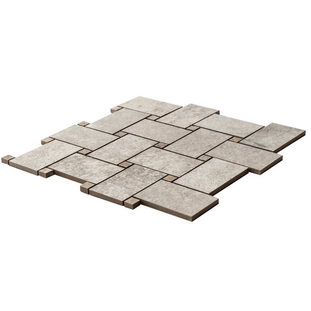 The Tile Life Wilds 2" x 4" Basketweave Bone Matte Porcelain Mosaic Floor and Wall Tile, 1 Sheet
