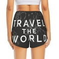 thumbnail image 3 of Picia Travel The World1 Pattern Women's 2 in 1 Athletic Running Shorts High Waisted Workout Casual Gym Sweat Shorts with Comfy Liner Zipper Pockets-Medium, 3 of 9