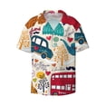 thumbnail image 2 of Lsque London Symbols print Men's Cuban Collar Short Sleeve Shirt Summer Beachwear Casual Button Down Fashionable Vacation Leisure Shirt-3X-Large, 2 of 7