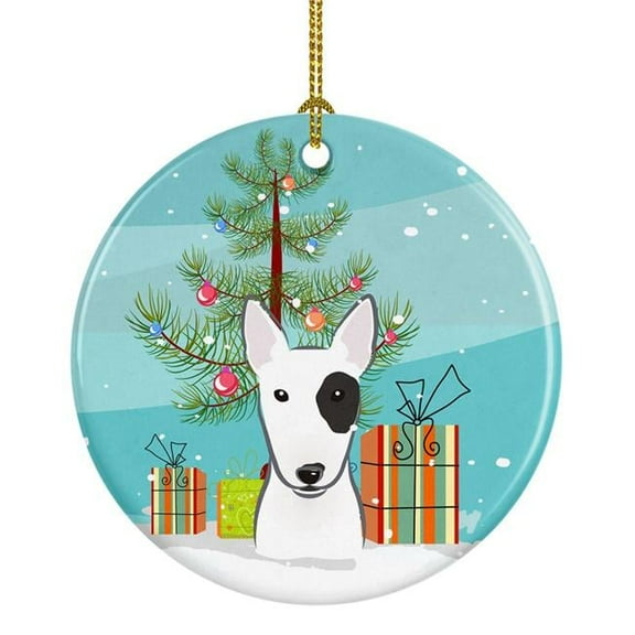 Christmas Tree & Bull Terrier Ceramic Ornament
