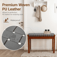 thumbnail image 4 of 26-Inch Wide Solid Wood Bench with Faux Leather Woven Strips Seat , Walnut+Grey, 4 of 8
