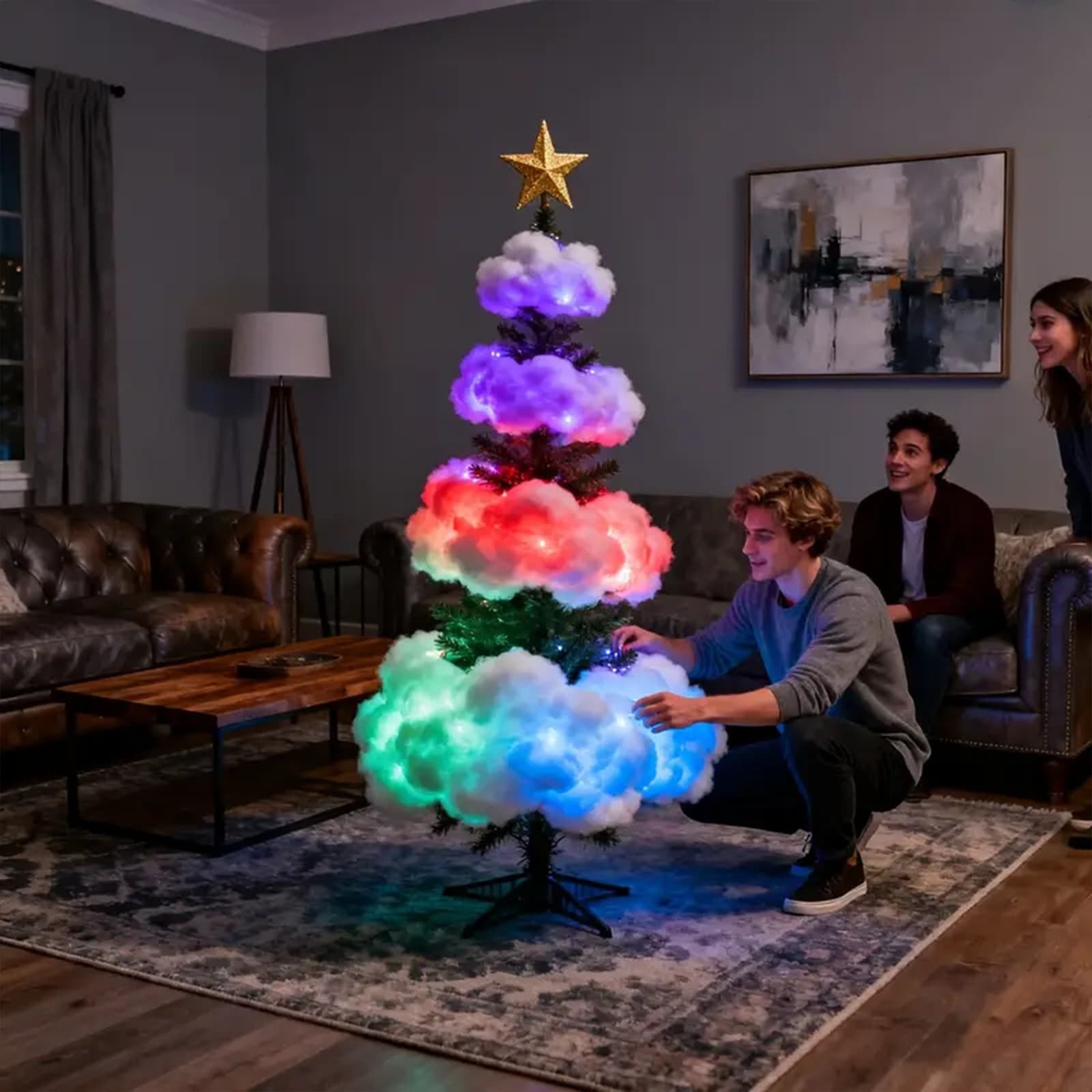 Feltree Smart RGB Cloud LED Strip Lights 16ft Waterproof for Christmas Tree Indoor and Outdoor Decoration with Shapeable Design