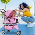 thumbnail image 5 of BestPet 3-Wheel Foldable Stroller, Waterproof, Travel-Ready, Ideal for Medium Pets, Pink., 5 of 7