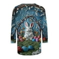 thumbnail image 5 of Tauxra Easter Pullover for Women 3/4 Sleeve Round Neck Casual Printed Shirt with Colorful Holiday Design for Spring and Daily Wear, 5 of 5