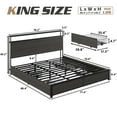 thumbnail image 5 of Fluest King Bed Frame with 2-Tier Storage Headboard, USB Port and LED Light, 4 Storage Drawers, Gray, 5 of 8