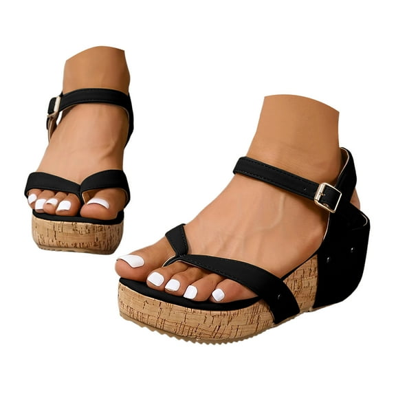 Mepaouo Women's Platform Wedge Sandals 2025 Cork Slingback Dress Flip Flops Open Toe Slip on Shoes