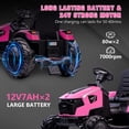 thumbnail image 2 of 3 in 1 Ride on Tractor, Excavator & Bulldozer, 24V Ride on Car Toy Electric Vehicle w/Trailer, Shovel Bucket, Digger, Remote Control, EVA Tires, LED Lights, Music, USB & Bluetooth, Pink, 2 of 6