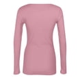 thumbnail image 5 of Qwertyu Women's Long Sleeve Shirts Stretch Square Neck Ribbed Slim Fitted Casual Basic Tops Tee Pink 3XL, 5 of 7