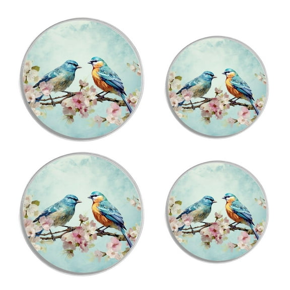 Round Stove Burner Covers 4 Pcs for Home Decor Cooktop Decorative ,Vintage Bird Butterfly Rose Flower Watercolor picture, Metal Round Stove Burner Covers 8Inch And 10Inch