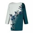 thumbnail image 4 of WZXFASHION Hauts pour Femmes Manches 3/4 Été Col en V Chemises Tunique Décontractée Offres du Jour Liquidation T-shirt Manches Longues pour Femmes, 4 of 4