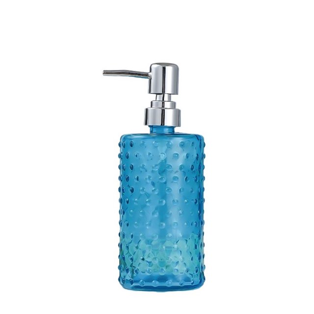 Inicio/Hotel/Botella de loción de vidrio for baño, 500 ml, soporte for jabón, transparente, cilíndrico, azul, transparente, gris, naranja y rosa