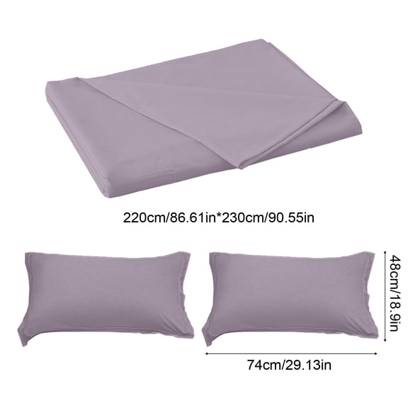 Rkxzt Fiber Sheets Solid Color Polyester Bed Sheet Set with 2 Pillowcases 220x230cm 3 Piece Washable Easy Care Storage Organization