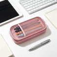 thumbnail image 2 of Clear Mesh Pencil Bag,Large Capacity Zipper Pencil Case with Elastic Band Pen Holder for Stationery Supplies Storage,Aesthetic Pencil Pouch for Teenager,Pink, 2 of 6