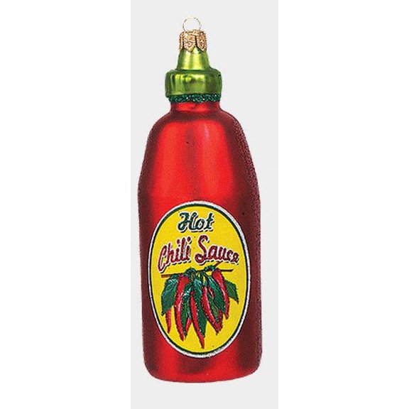 Bottle of Hot Chili Sauce Polish Mouth Blown Glass Christmas Ornament Decoration