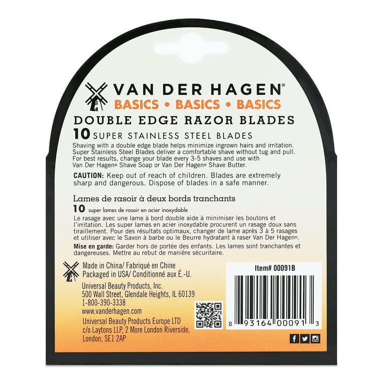Van der Hagen Razor Blades, Stainless Steel, Double Edge, Basics, Box - 10 ct