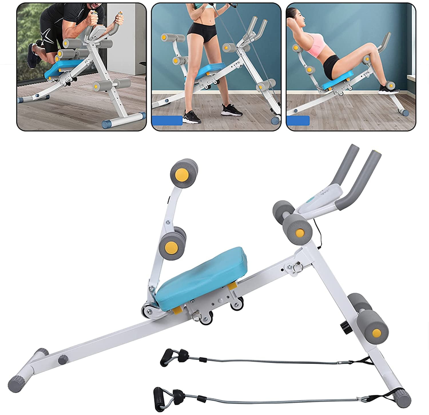Miumaeov Sit Up Exercise Equipment Rowing Machine Foldable Ab Trainer and Sit Up Bench 2 in 1