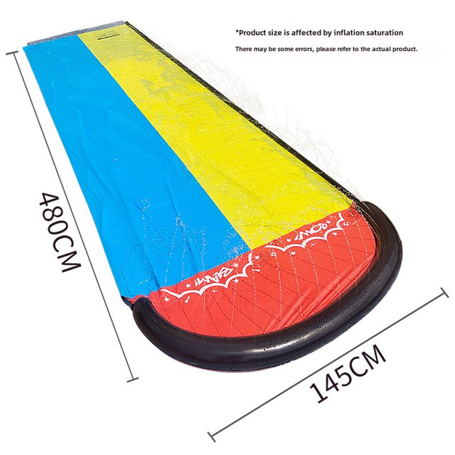 Summer Outdoor Inflatable Water Slide for Kids - Blue & Yellow Double/Single Lawn Water Slide with 2 Surfing Boards, Durable PVC Material, Quick Inflation, Safe & Portable Water Play Toy for Family