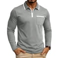 thumbnail image 2 of LIaqionyy Mens Shirts Quarter Zip Casual Classic Lightweight Long Sleeve Fashion Golf Collared Shirt with Pocket, 2 of 4