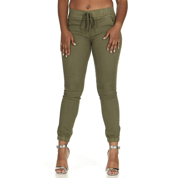 VIP Jeans - Summer Green Skinny Jeans Joggers Drawstring Pants Womens ...