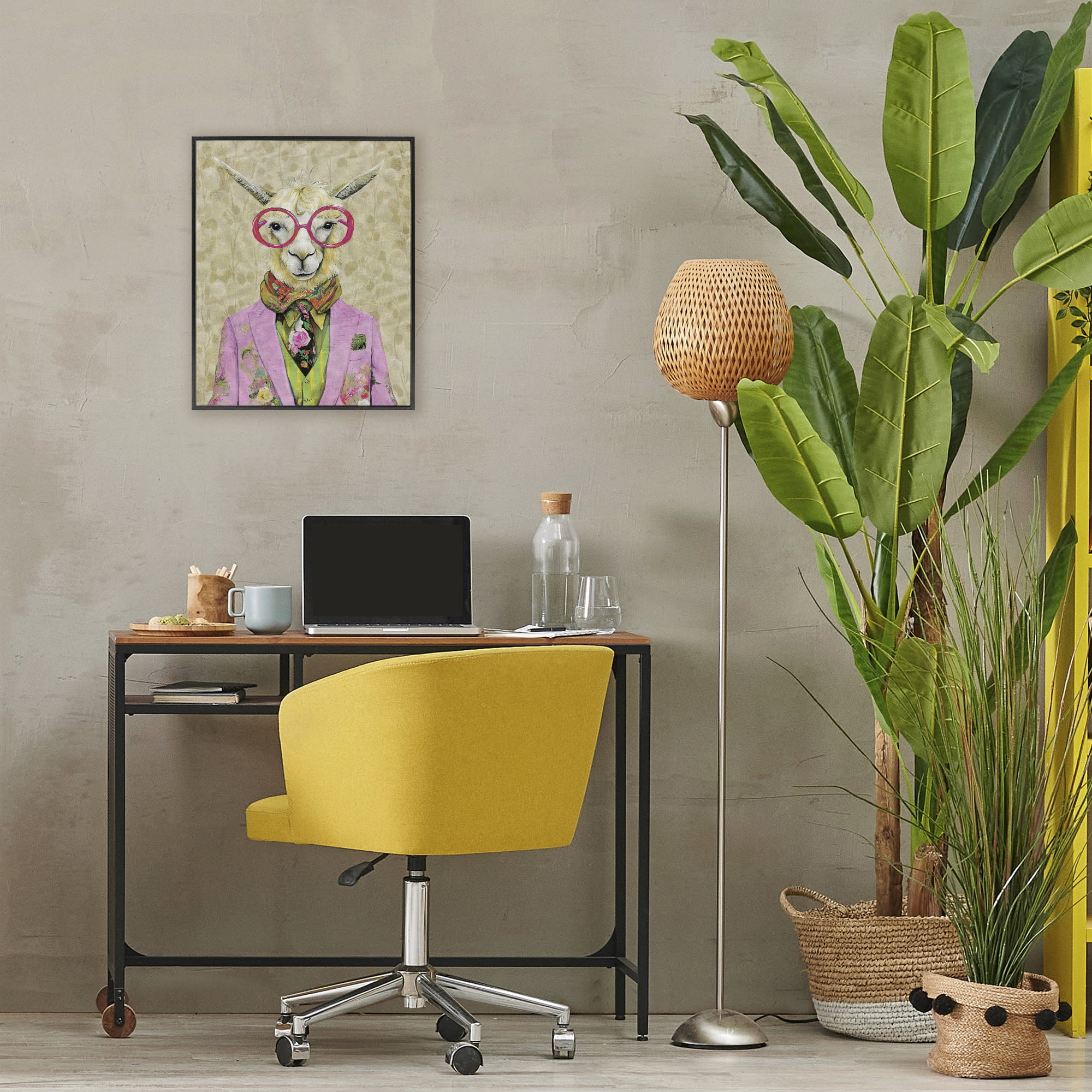 Stupell Industries Stylish Llama with Glasses Black Framed Giclee Art, design by Svetlana Aleynikova