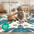 thumbnail image 4 of ODIKA 8'x10' Washable Area Rug Non-Shedding, Easy Care, Ocean Beachy Entry Themed Teal Bathroom Long Nautical Turtle Refined Structured for King Size Bedroom Under Bed, Master Suite, 4 of 7