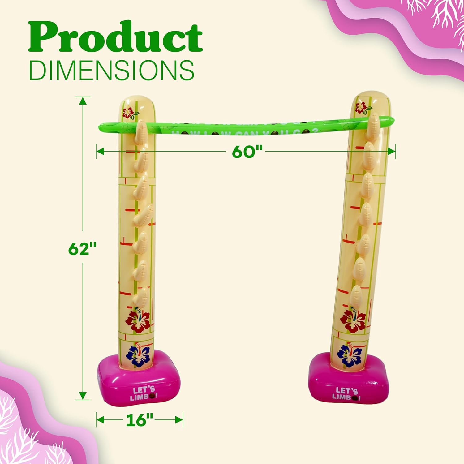 4E's Novelty Lua Limbo Game Set, Inflatable Limbo Sticks for Kids & Adults, Party Fun