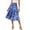 Blue, variant on Yucgh Women's Floral Print A-line Midi Skirt with Pockets, High Waist Casual Skirt, Drawstring Waist Summer Skirt,Blue,L